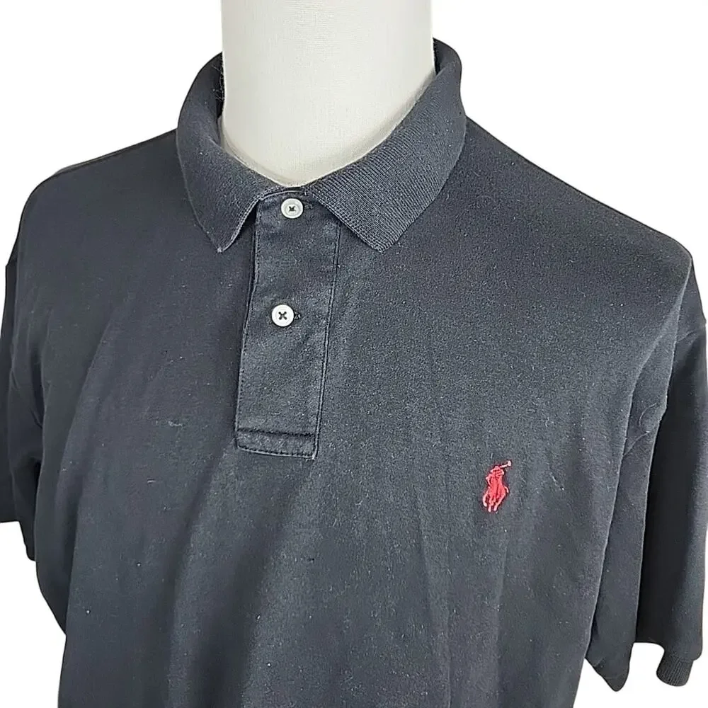 Polo Ralph Lauren Mens Short Sleeve Pony Polo Cotton Size XL Black